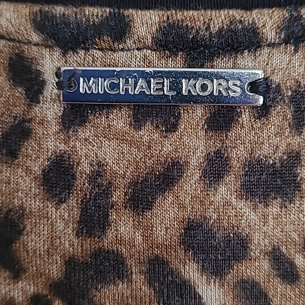 NEW Michael Kors Tunic Top RARE Sheer Black Peplum  Animal Print  Long Sleeve 1X